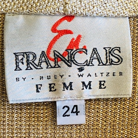 Vintage EN FRANCAIS by HUEY WALTZER Gold Dress & Blazer Size 24 Elegant Church - Picture 8 of 16